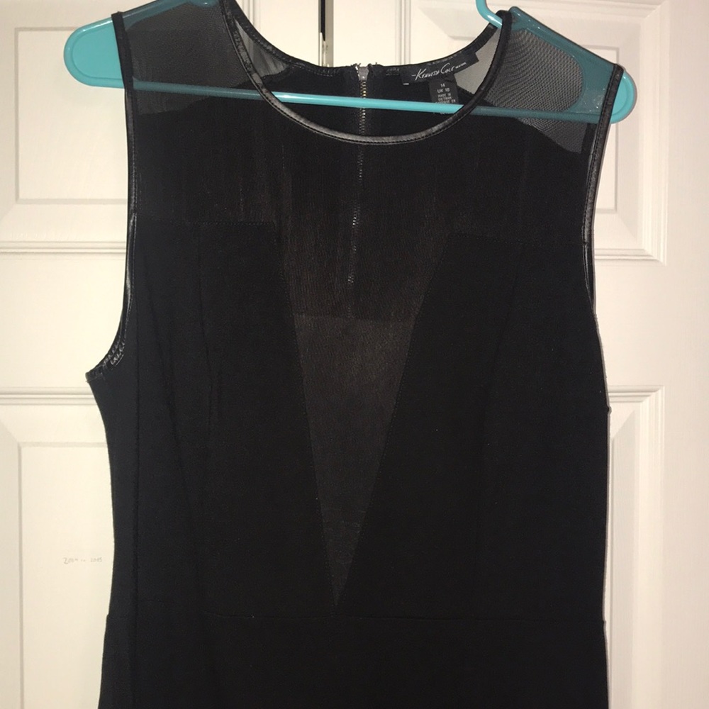 Kenneth Cole Mesh Insert Dress with Leather Trim